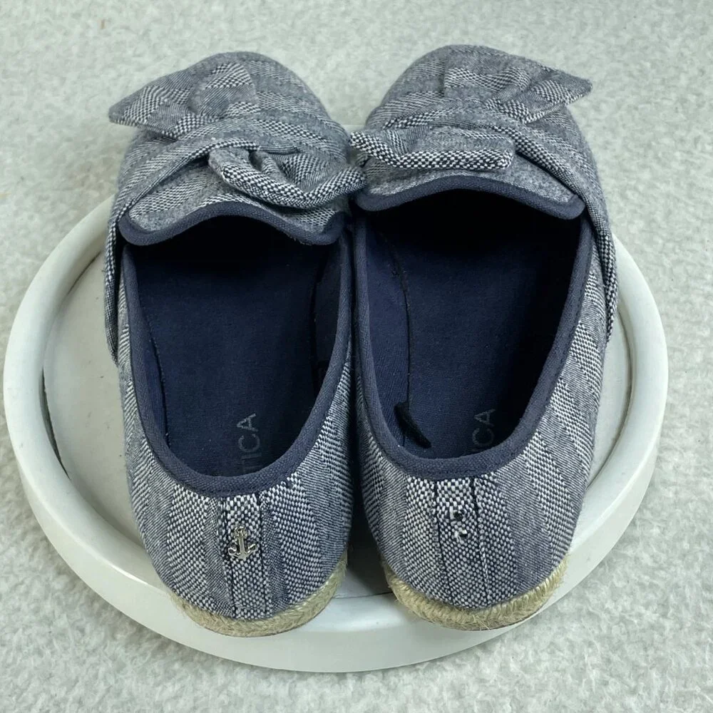 Nautica Shoes Womens 6.5 Blue Canvas Plated Fiber Sole Espadrilles Flats SlipOn